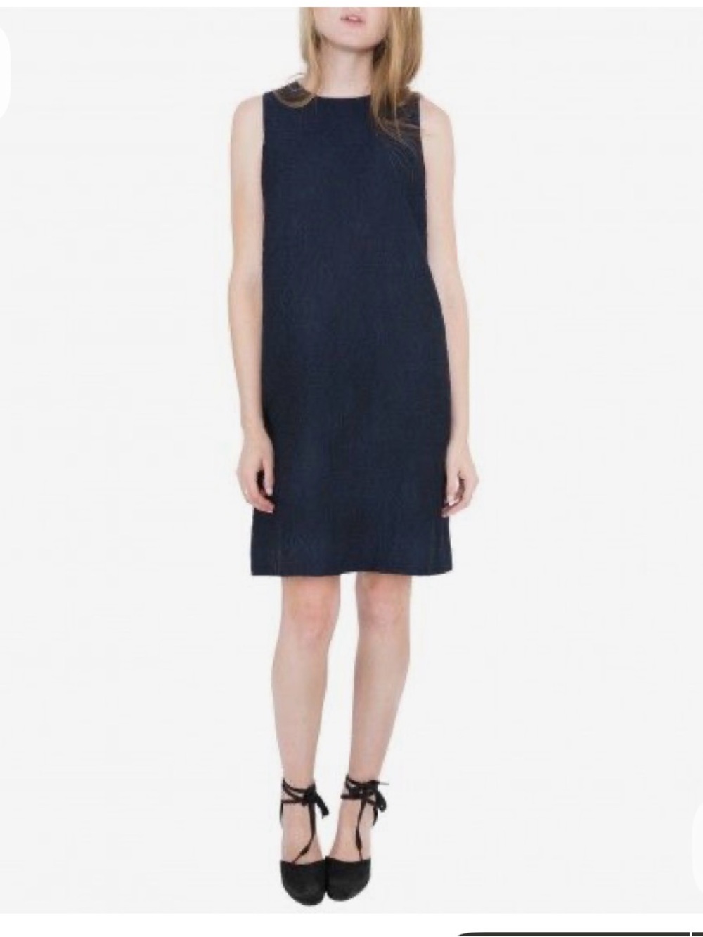 ANN MASHBURN Navy Textured Sleeveless Shift